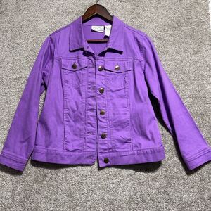 Bend Over Woman’s Purple Button Down Jacket Cotton Size 6 Petite